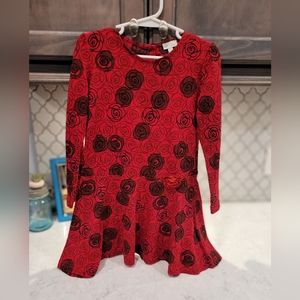 Le Top Red rose print girls dress size 5